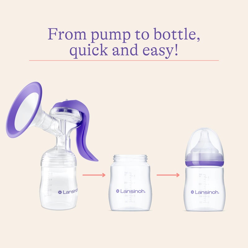Lansinoh Manual Breast Pump, Hand Pump with Comfortable Flange, Includes 5oz Baby Bottle with Slow Flow Nipple, Breastfeeding Essentials - Image 5