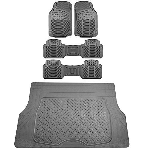 FH Group 3 Row Climaproof Trimmable NonSlip Vinyl Floor Mats with Cargo Liner Universal Fit for Cars Trucks and SUVs Gray F11306 F16401 - Image 1