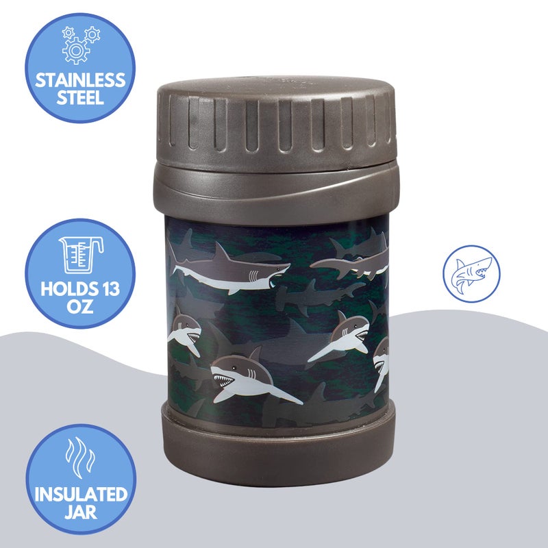 Bentology Stainless Steel Insulated 13oz Thermos for Kids - Shark - Large Leak-Proof Lunch Storage Jar for Hot or Cold Food  Soups  Liquids - BPA Free - Fits in Most Lunch Boxes and Bags - Image 4