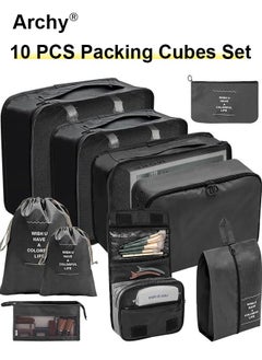 Archy 10 PCS Compression Packing Cubes for Men and Women Lightweight Travel Luggage Organizer for Clothes Shoes Toiletries or Accessories Large Capacity Moisture Proof Storage Bags for Carry on Suitcases  - Image 2