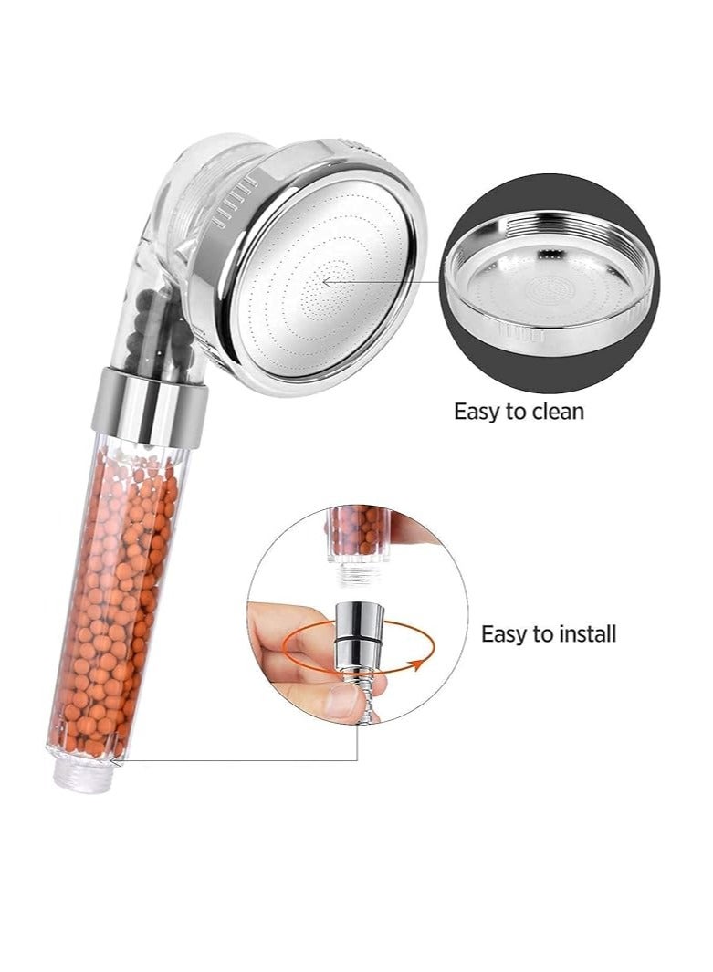 رأس دش 8 سم – موفر للمياه بضغط عالٍ، 3 أوضاع رش، فلتر أيوني، رأس دش محمول بالفلتر من حجر التورمالين السلبي الأيونات - Image 2