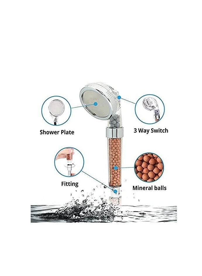 رأس دش 8 سم – موفر للمياه بضغط عالٍ، 3 أوضاع رش، فلتر أيوني، رأس دش محمول بالفلتر من حجر التورمالين السلبي الأيونات - Image 3