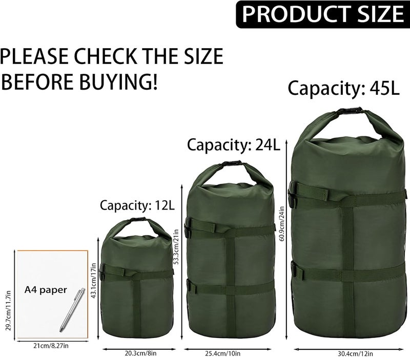 MOOCY Compression Stuff Sack, 12L/24L/45L Sleeping Bag Cover Sack Sleeping Bags Storage Stuff Sack Organizer - Great Sleeping Bags Clothes Camping Hiking Backpacking - Image 2