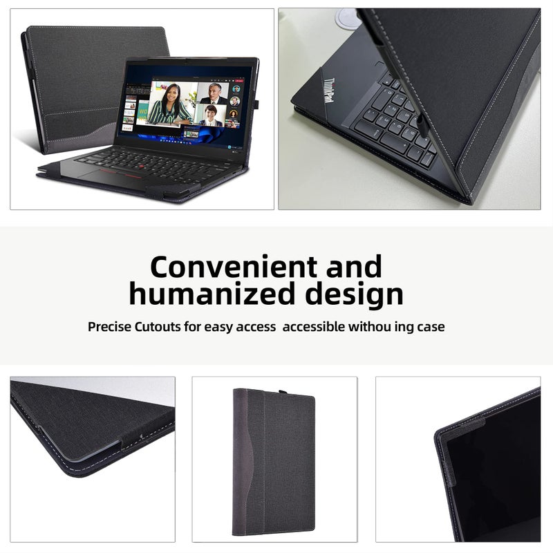 VEVOOD Laptop Cover for Lenovo ThinkPad X1 Carbon Gen 9 X1 Carbon Gen12/10/Gen11 X1 Yoga gen 8 7 6case2023 All-Inclusive Drop-Proof Case 14" PU Leather Inner Pocket Cover (Dark Grey) - Image 5
