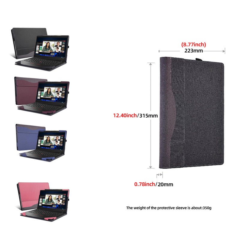VEVOOD Laptop Cover for Lenovo ThinkPad X1 Carbon Gen 9 X1 Carbon Gen12/10/Gen11 X1 Yoga gen 8 7 6case2023 All-Inclusive Drop-Proof Case 14" PU Leather Inner Pocket Cover (Dark Grey) - Image 4
