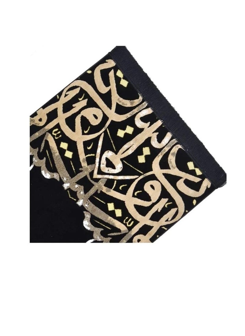 متجر سلام سجادة صلاة ناعمة أسود/ذهبي  - Image 4