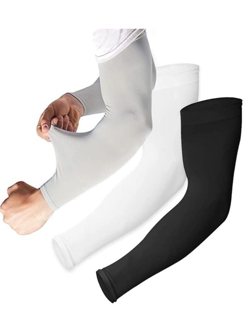 3 أزواج أكمام شمسية UPF50+ تبريد فوري - وقاية قصوى من الأشعة للتزلج/كرة القدم/الجولف | تغطية الوشم للجنسين | حزمة عائلية لجميع الرياضات - Image 1