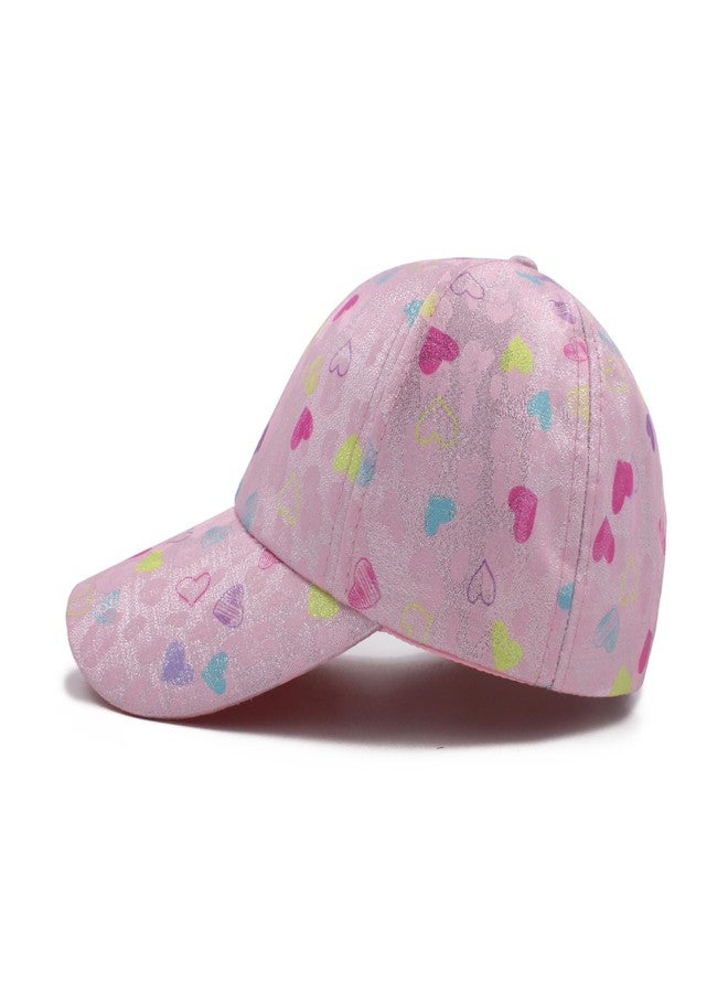 VRITRAZ Polyester Stylish Colorful Heart Design Printed Kids Baseball Caps For Girl's, 6 to 14 Years (Color-LeoHeart Pink) - Image 5