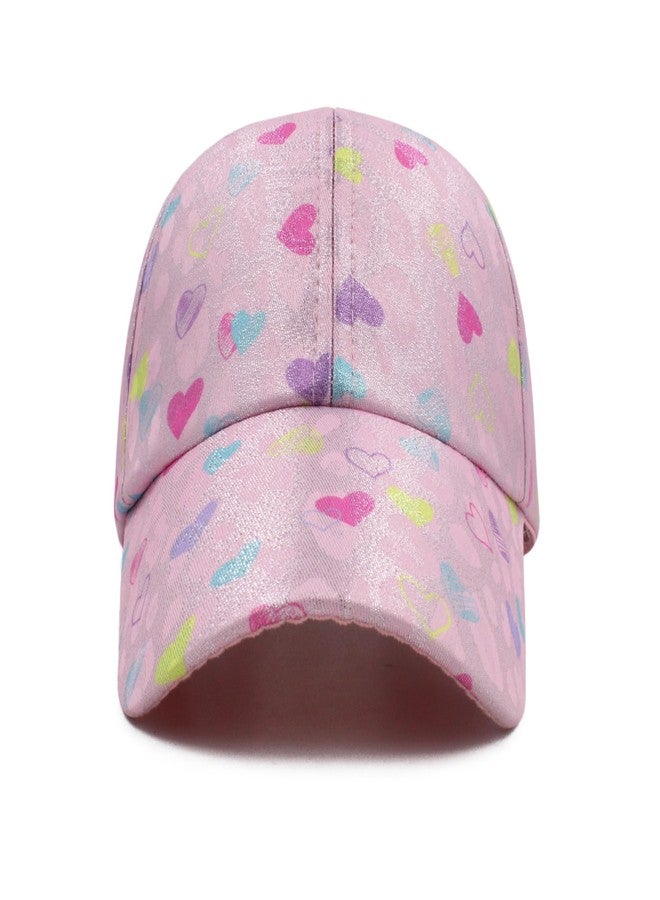 VRITRAZ Polyester Stylish Colorful Heart Design Printed Kids Baseball Caps For Girl's, 6 to 14 Years (Color-LeoHeart Pink) - Image 4