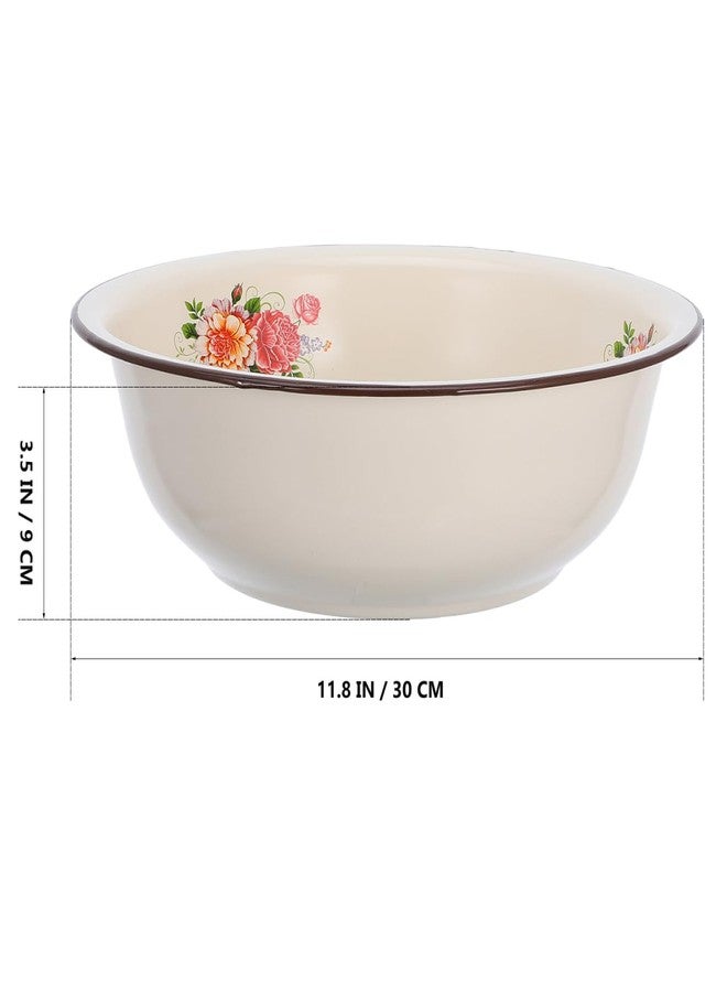VOSAREA Enamel Mixing Bowls Large Enamel Bowl ware Basin Vintage Soup Basin for Mixing Cleaning - Image 2