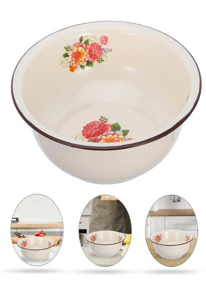 VOSAREA Enamel Mixing Bowls Large Enamel Bowl ware Basin Vintage Soup Basin for Mixing Cleaning - Image 4