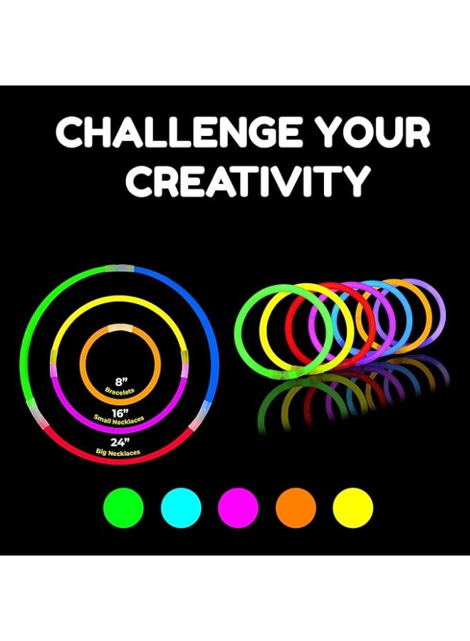 Glow sticks in the Dark , Light Sticks for Neon Party Necklaces and Bracelets for Adults and Kids (100 Glow Sticks With 100 Connectors) - Image 2
