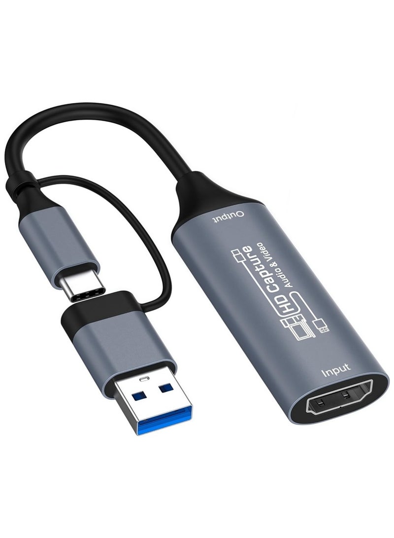 إكس ليفيل بطاقة التقاط الفيديو HDMI 2 في 1 نوع C + USB A محول بطاقة التقاط HDMI إلى USB C ، 1080P@60Hz لـ NS X-box Screen Extender Gaming Live Streaming Video Recorder على Tiktok Youtube ، لـ Windows MacOS - Image 1