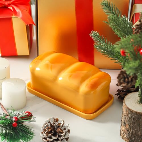 Howise Ceramic Breard Butter Dish with Lid, Porcelain Large Butter Dish Butter Box Keeper for Countertop Kitchen Decor - Image 5