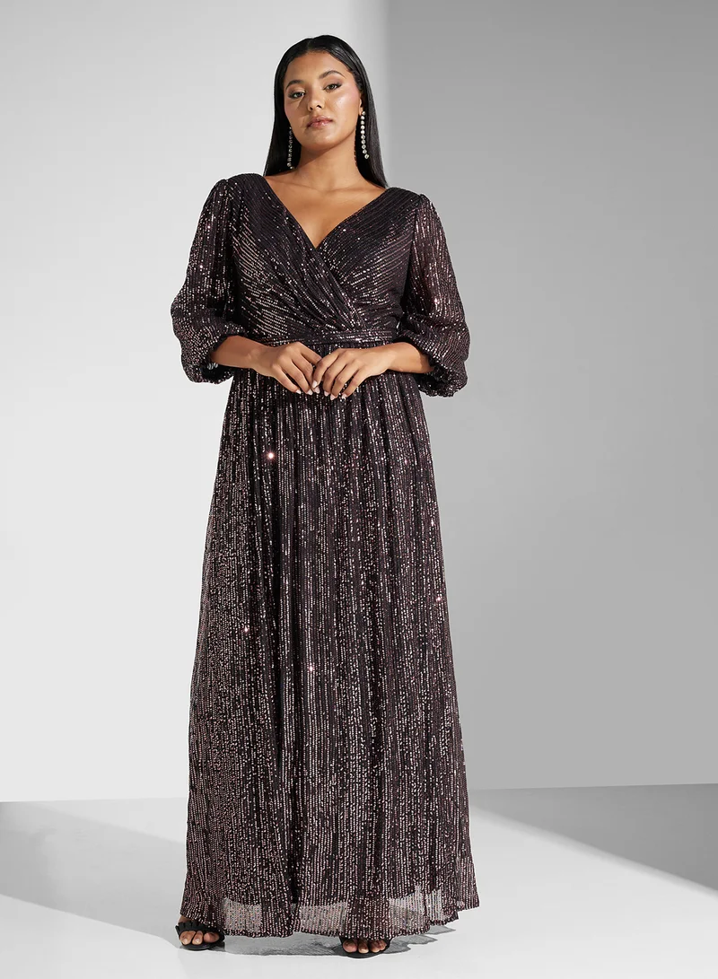 Khizana Sequin V-Neck Dress