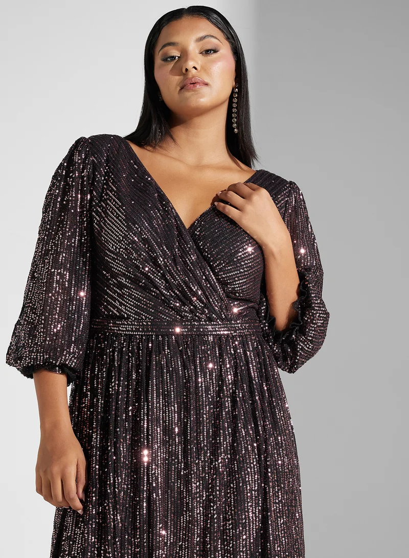 Khizana Sequin V-Neck Dress