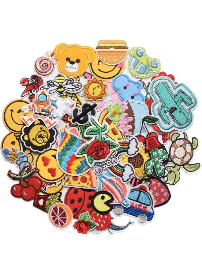 كيلا ٦٠ قطعة من رقع التطريز ذات ظهر لاصق، رقع مطرزة بأنماط متنوعة عشوائية، مناسبة للكي والخياطة، لتزيين الفساتين والجينز والتيشيرتات والحقائب المدرسية والستائر والقبعات والسترات، رقع مطرزة بأنماط متنوعة - Image 1