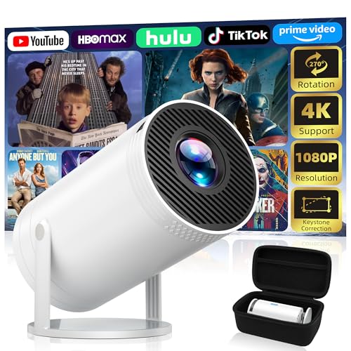 Telonixium Mini Projector Native 1080P Portable Projector with Carrying Case 4K Support 270Rotatable Outdoor Movie Proyector Home Theater Projector Compatible with PhoneTV StickLaptopPS4HDMIUSB - Image 1
