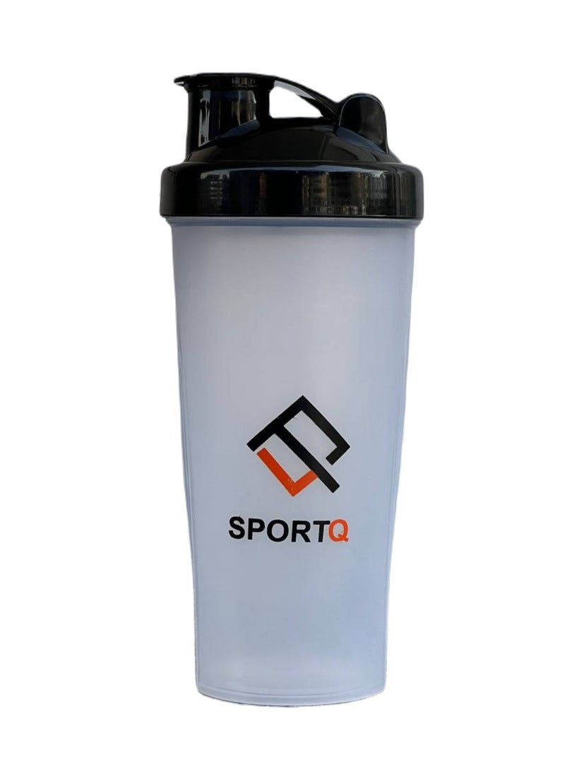A set of multiple products from SportQ that helps you in exercising, a large bag, a pocket for carrying shoes, a dock, a protein shaker, a tensioner for lifting weights, and a weightlifting knee.