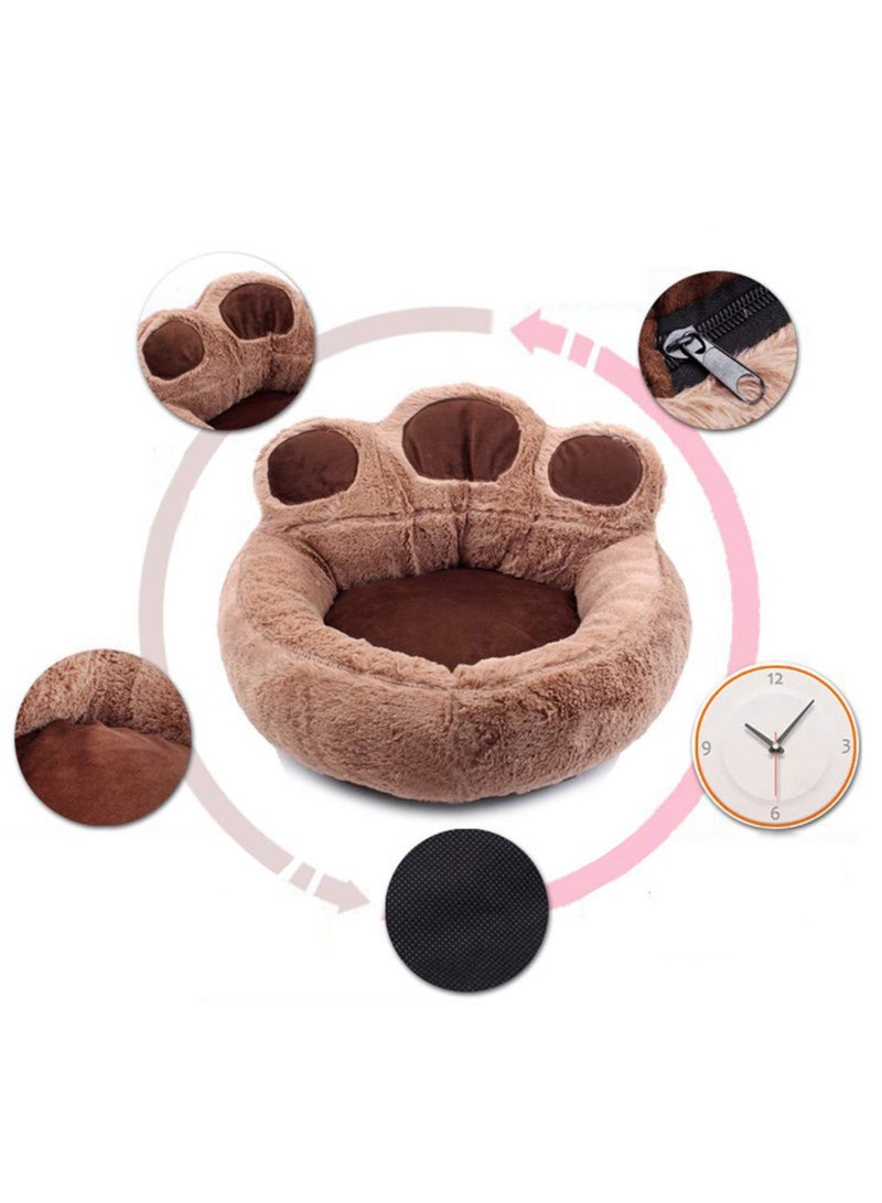 Bear Paw Shape Pet Dog Cat Puppy Bedding Bed Sofa Short Plush Warm Soft Breathable Durable Kennel Sleeping Cushion Cozy House for Small Medium Pets 40-45CM - Image 3