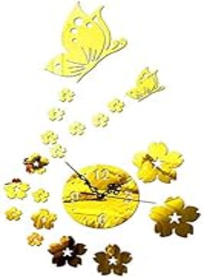 Butterfly Gold Acrylic Wall Sticker DIY Mirror Wall Clock