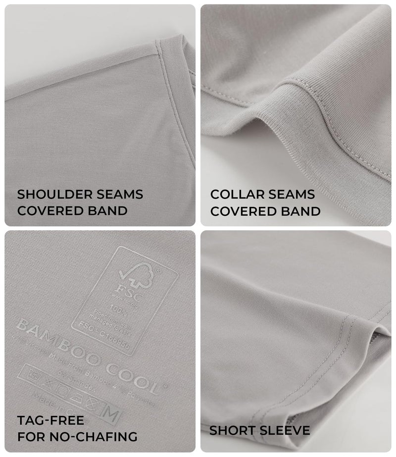 BAMBOO COOL Men's Undershirts V Neck, Slim Fit Moisture Wicking White T Shirts for Men, Breathable Soft Stretch Tees 3 Pack - Image 5