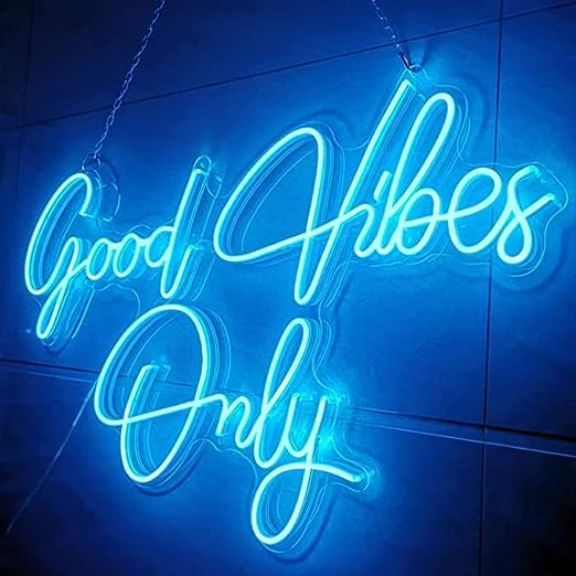 VYNES Stylish Good Vibes Only LED Neon Signs Light LED Decorative Sign - Wall Decor/Table Decor, Home Decor for Wedding Party Kids Room Living Room House Bar Pub Hotel (18 x 12 Inches) (Purple) - Image 3