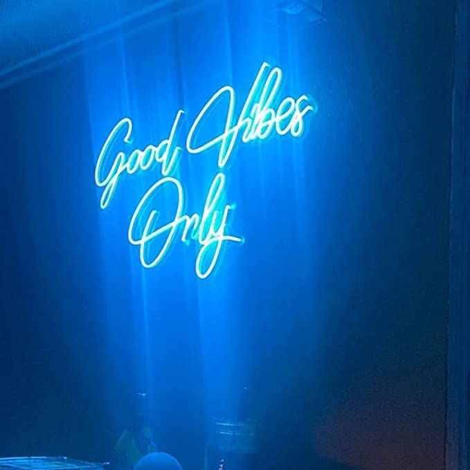 VYNES Stylish Good Vibes Only LED Neon Signs Light LED Decorative Sign - Wall Decor/Table Decor, Home Decor for Wedding Party Kids Room Living Room House Bar Pub Hotel (18 x 12 Inches) (Purple) - Image 4