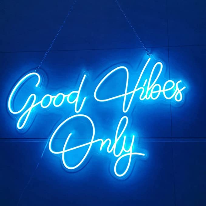 VYNES Stylish Good Vibes Only LED Neon Signs Light LED Decorative Sign - Wall Decor/Table Decor, Home Decor for Wedding Party Kids Room Living Room House Bar Pub Hotel (18 x 12 Inches) (Purple) - Image 2