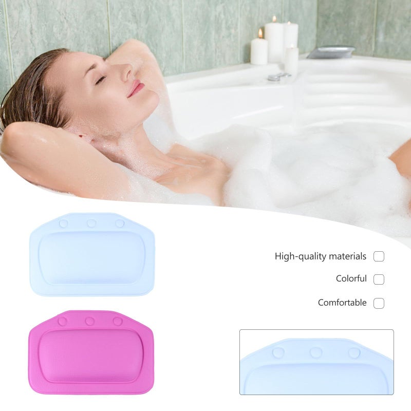 Non Slip Bath Pillow 2 Pack with Suction Cups PVC Foam Tub Head Support Spa Cushion for Bathtub Shower - Image 4
