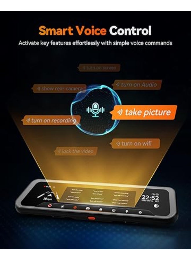 وولف بوكس G900 Tripro Cabin Version 3 Channel 4K Rear View Mirror Camera, STARVIS 2 IMX678 Night Vision,4K+1080P+2.5K Front Inside and Rear Mirror Dash Cam,5.8GHz WiFi,Voice Control,Includes 256GB Card - Image 4