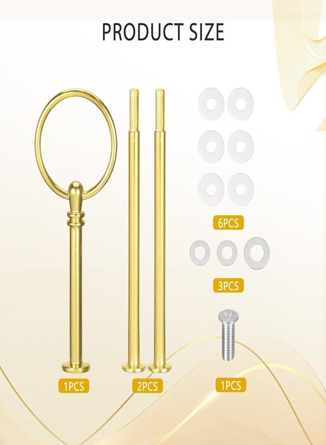 Natuworld 1Set 3 Tier Cake Stand Fittings Metal Dessert Display Holder for Wedding Birthday Party Cake Plate Rod Hardware Set (Golden) - Image 3