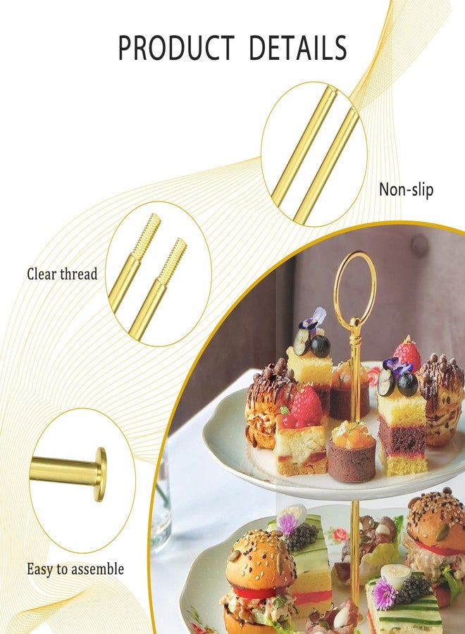 Natuworld 1Set 3 Tier Cake Stand Fittings Metal Dessert Display Holder for Wedding Birthday Party Cake Plate Rod Hardware Set (Golden) - Image 5