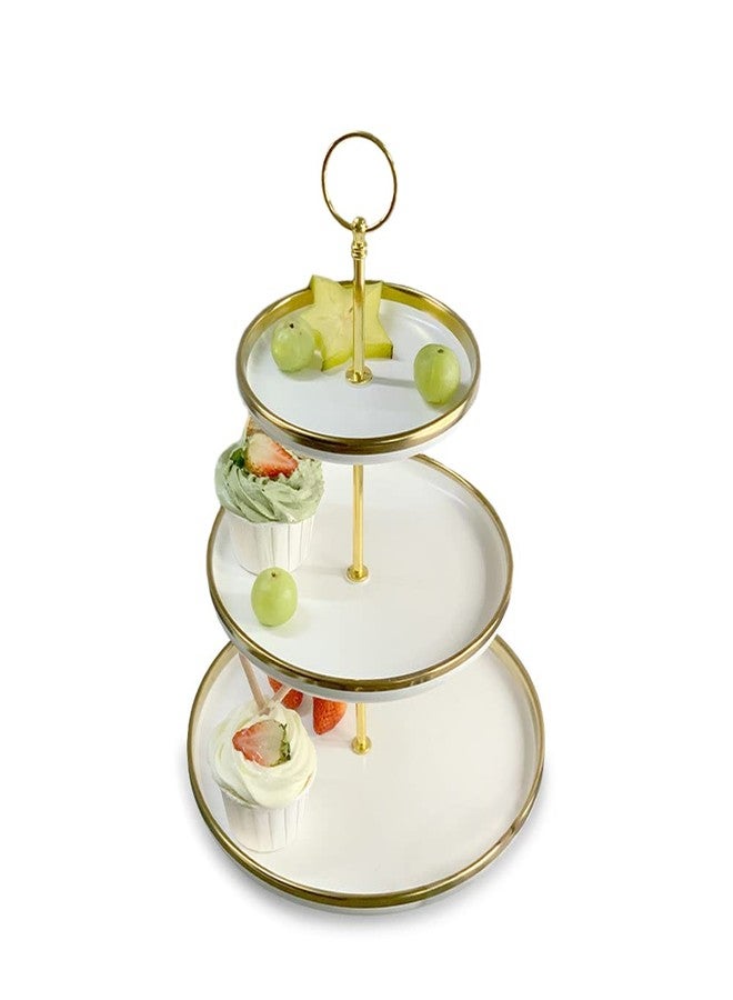 Natuworld 1Set 3 Tier Cake Stand Fittings Metal Dessert Display Holder for Wedding Birthday Party Cake Plate Rod Hardware Set (Golden) - Image 4