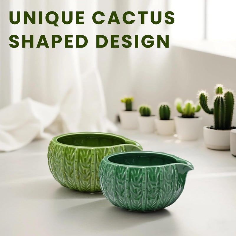 RANERANE 6-Piece Matcha Set, Matcha Whisk (Chasen) & Holder, Matcha Bowl with Spout, Sifter & Spoon, Bamboo & Ceramic, Dark Green - Image 2