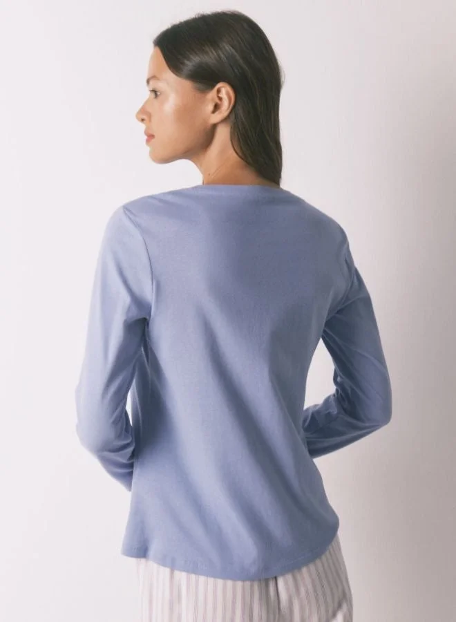 women'secret Lilac brushed cotton long sleeve T-shirt