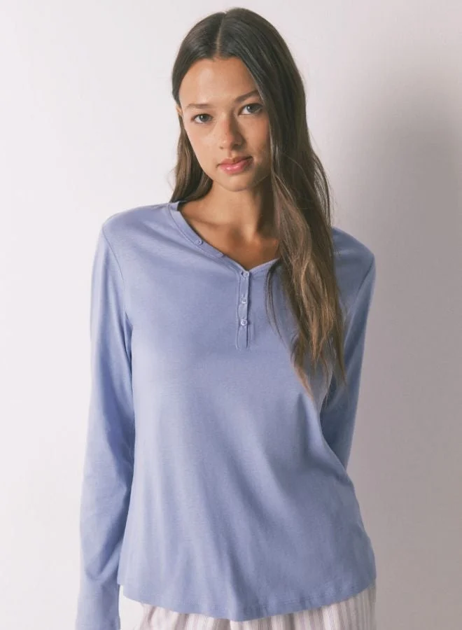women'secret Lilac brushed cotton long sleeve T-shirt