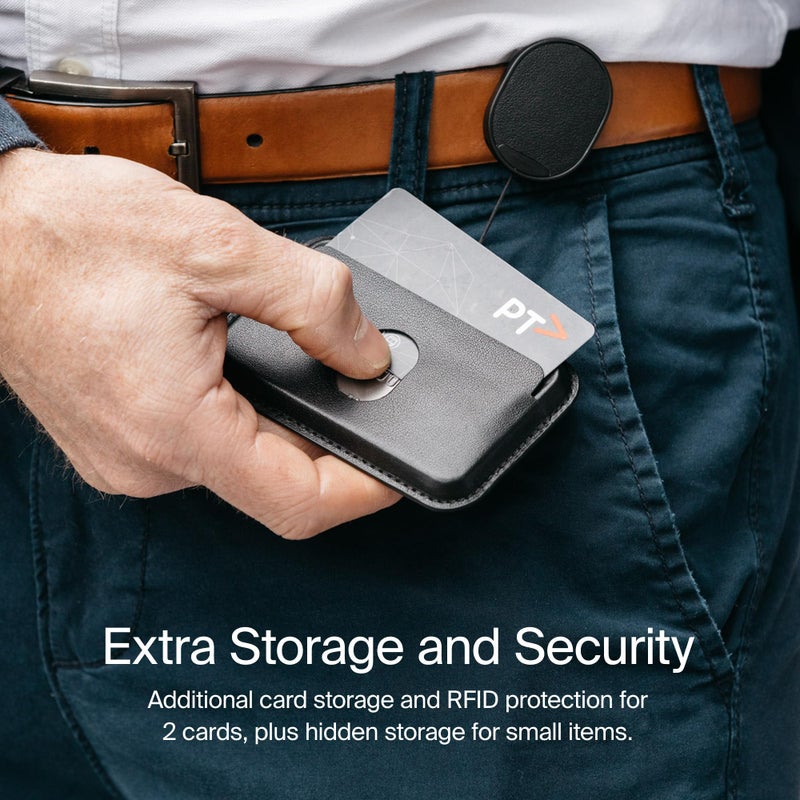 Orbitkey ID Card Holder Pro | Made with LWG-Certified Top Grain Leather and Durable Dyneema Cord | Holds 1 Access Card & 2 RFID Cards | Interchangeable Orientation | (with Lanyard, Black) - Image 4