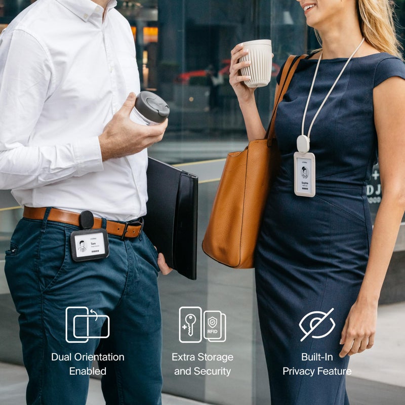 Orbitkey ID Card Holder Pro | Made with LWG-Certified Top Grain Leather and Durable Dyneema Cord | Holds 1 Access Card & 2 RFID Cards | Interchangeable Orientation | (with Lanyard, Black) - Image 3