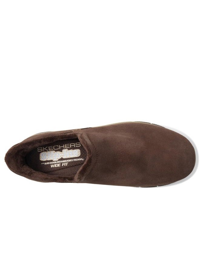 SKECHERS حذاء نسائي سهل الارتداء - بوت كاحل من جلد السويد بدون استخدام اليدين، شوكولاتة، 7 عريض - Image 2