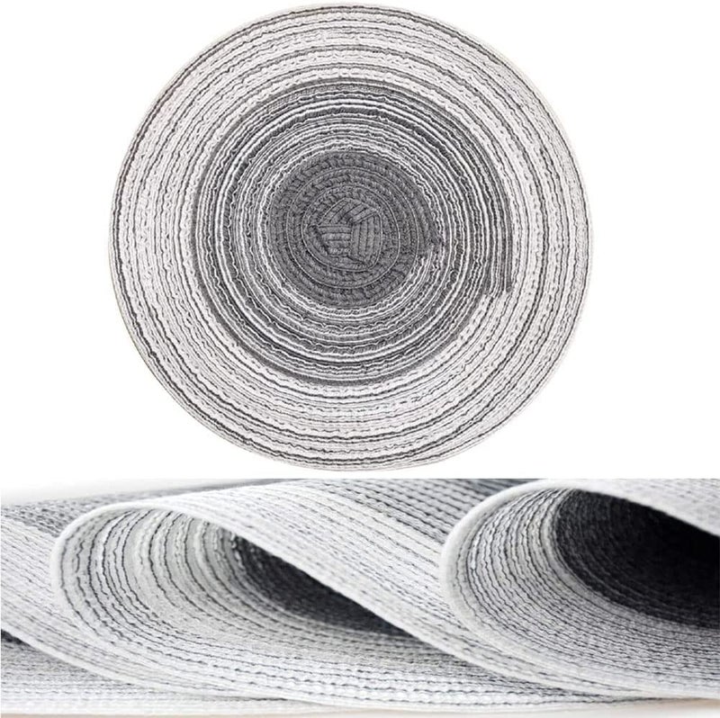 HEXONIQ Round Placemats Set of 230cm Woven Braided Dinging Table Mats Heat Resistant Non Slip for Home Kitchen Restaurant Party Pack of 2 Grey - Image 3