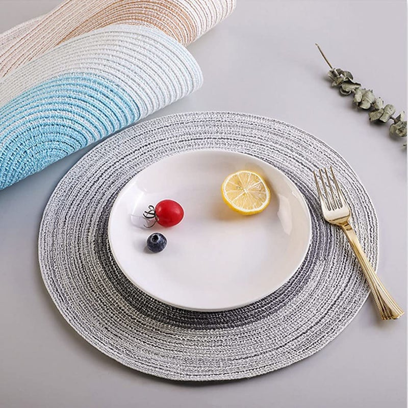 HEXONIQ Round Placemats Set of 230cm Woven Braided Dinging Table Mats Heat Resistant Non Slip for Home Kitchen Restaurant Party Pack of 2 Grey - Image 5