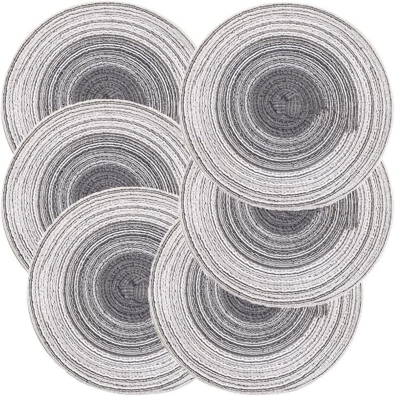 HEXONIQ Round Placemats Set of 230cm Woven Braided Dinging Table Mats Heat Resistant Non Slip for Home Kitchen Restaurant Party Pack of 2 Grey - Image 2
