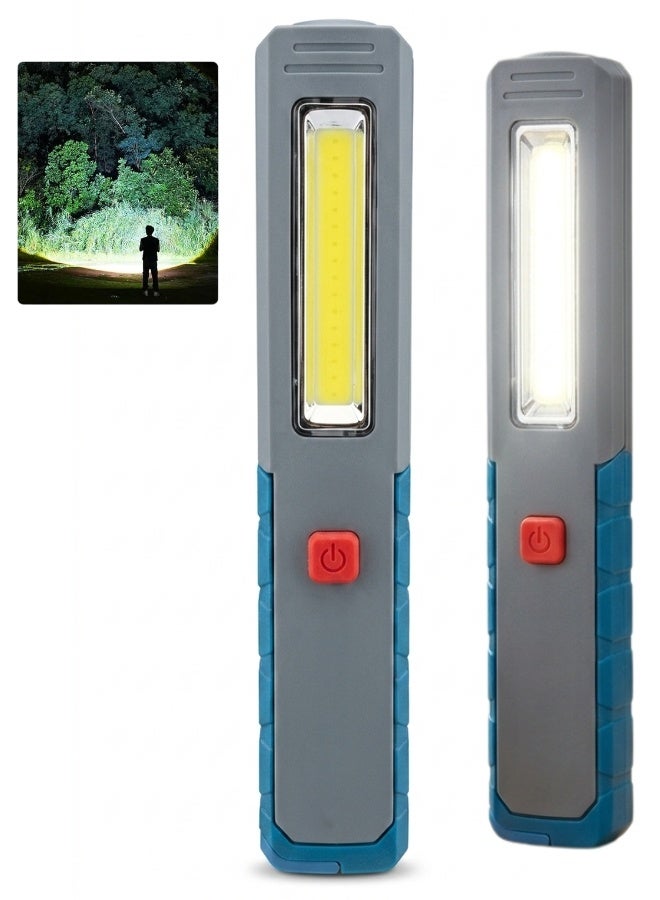 مصباح عمل COB LED قابل لإعادة الشحن مع كشاف أمامي وقاعدة مغناطيسية وحامل قابل للطي ومشبك جيب - Image 1