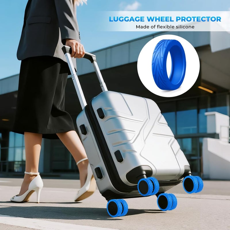 SYOSI Luggage Wheel Covers, Silicone Protective Cover for 2-2.4" Spinner Wheels, Wear-Resistant, Silent, Anti-Dust & Scratch, Suitcase Accessories for Travel (Blue & Orange), 16 Pack - Image 4
