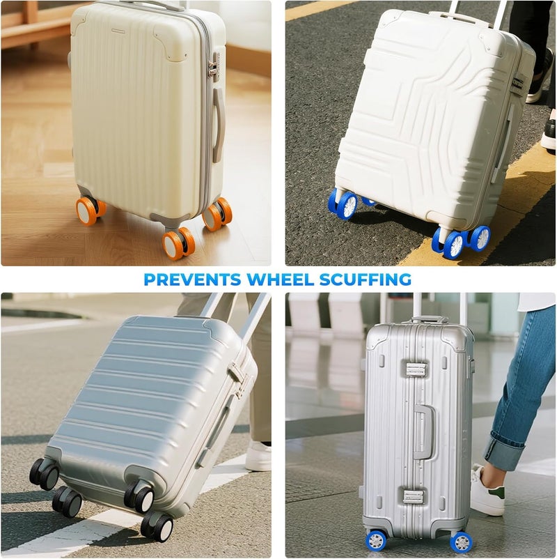 SYOSI Luggage Wheel Covers, Silicone Protective Cover for 2-2.4" Spinner Wheels, Wear-Resistant, Silent, Anti-Dust & Scratch, Suitcase Accessories for Travel (Blue & Orange), 16 Pack - Image 5