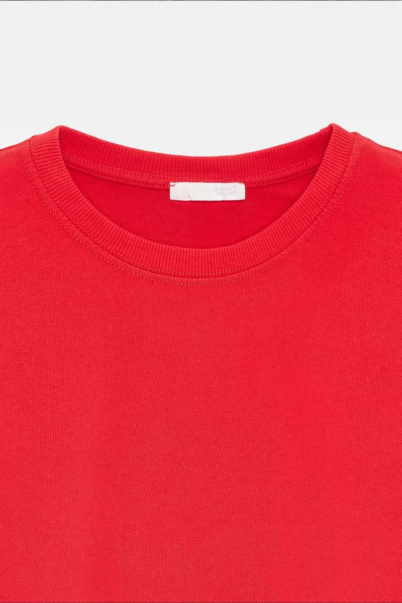 Dilvin Red DILVIN Oversized Cotton Crew Neck T-Shirt for Women | Best Price UAE
