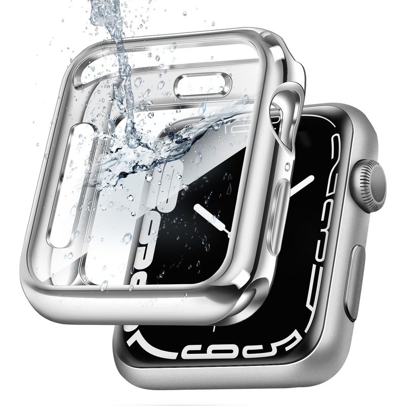 top4cus 44mm Case Soft Flexible Lightweight Anti-Scratch All Around Protective 44mm Iwatch Cover Case Shiny Shockproof Bumper with Screen Protector Compatible with Apple Watch Series 6/SE/5/4 -Silver - Image 1