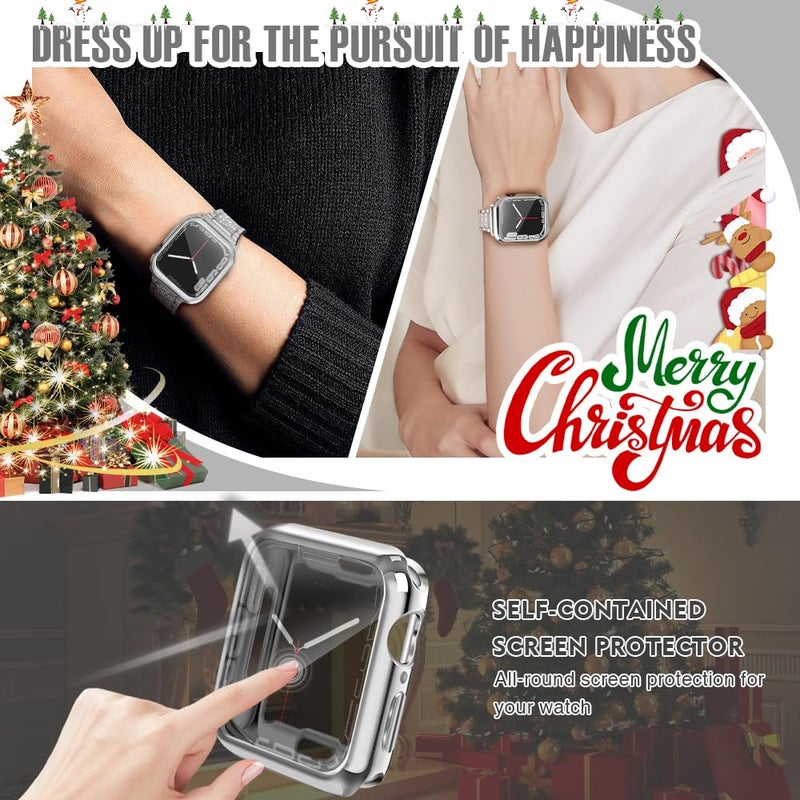 top4cus 44mm Case Soft Flexible Lightweight Anti-Scratch All Around Protective 44mm Iwatch Cover Case Shiny Shockproof Bumper with Screen Protector Compatible with Apple Watch Series 6/SE/5/4 -Silver - Image 3