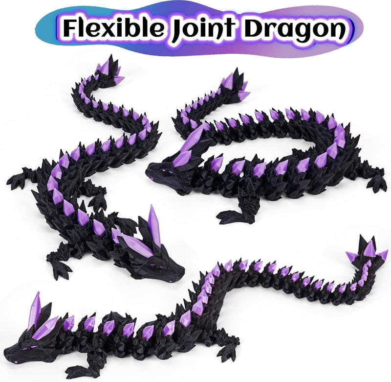 YOOJ ® 3D Printed Dragon Egg with Articulated Dragon Inside, Glow in the Dark Cool Crystal 3D Printed Dinosaur and Egg Toy for Kids 5-7 8-12, Home Figurine Decor and Easter Basket Stuffers (Purple) - Image 4